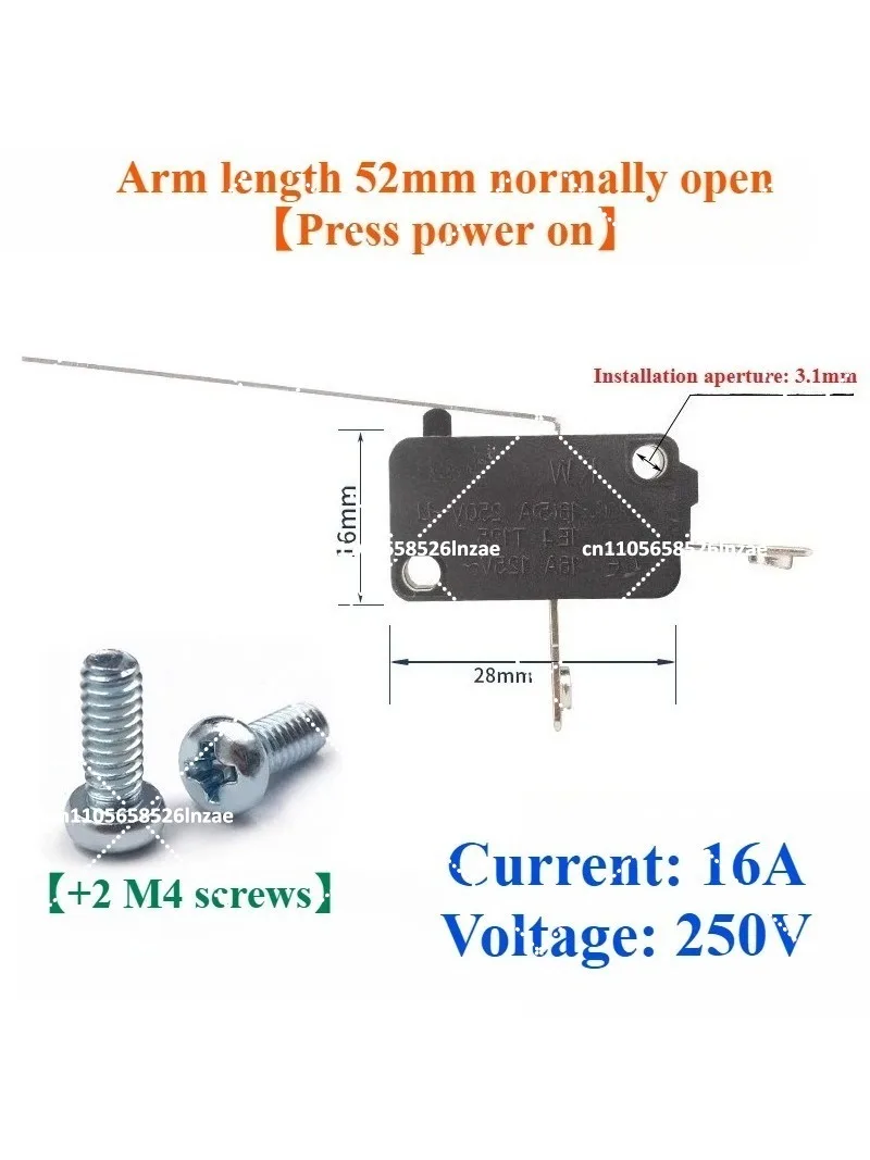 2pcs Electric Water Heater Anti-Dry Micro Switch 16A, Stroke Limit Switch, Silver Dot Thickened Reinforced