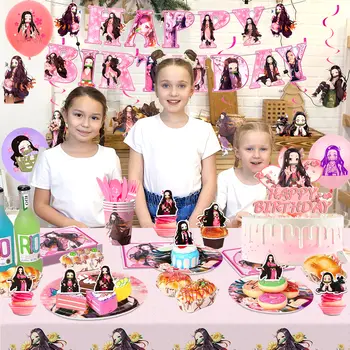 你豆子生日裝飾套裝,117件套裝&你豆子主題派對餐具套裝-派對餐盤、桌布&蛋糕裝飾橫幅、氣球 8 最佳銷售 鬼滅之刃小隊 - №2