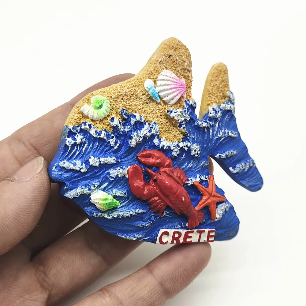 أوروبا اليونان كريت المناظر البحرية الراتنج ثلاثية الأبعاد مغناطيس الثلاجة السياحة تذكارية الثلاجة ملصق الحرف اليدوية هدية