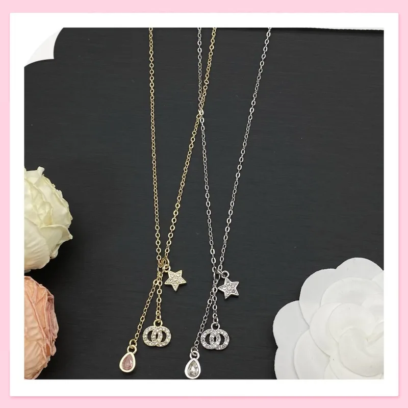 

Осенне-зимнее новое ожерелье с подвеской в виде звезды и капли воды, элегантное, простое и универсальное, в том же стиле