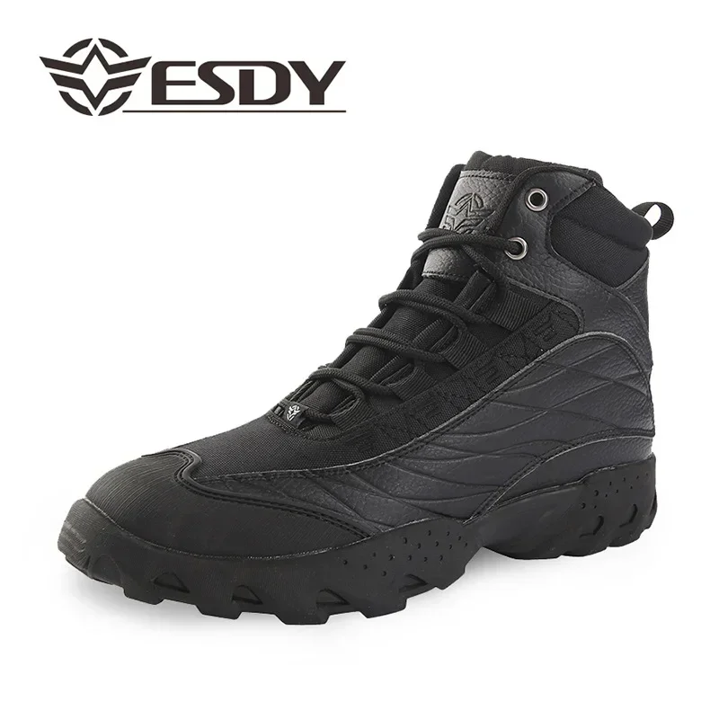 

Tactical Boots for Men Winter Leather Waterproof Rubber Work Shoes Combat Ankle Men's Boots High Top Sand Shoes