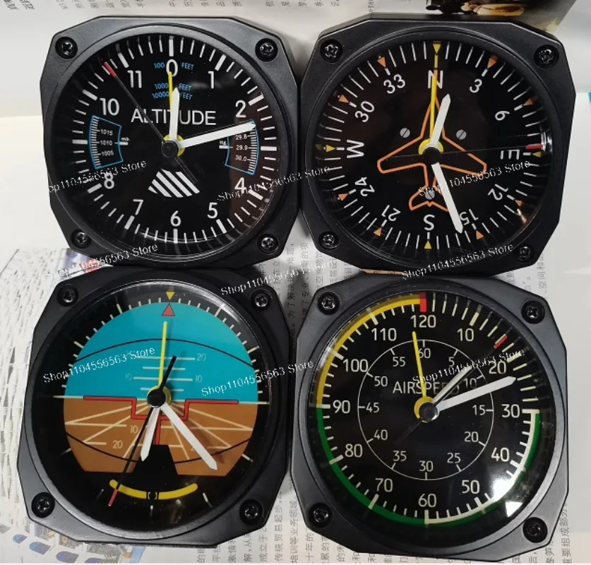Aviation Cockpit Silent Alarm Clock, High Precision Desk Clock for Civil Aviation Enthusiasts, Retro Cool Decor