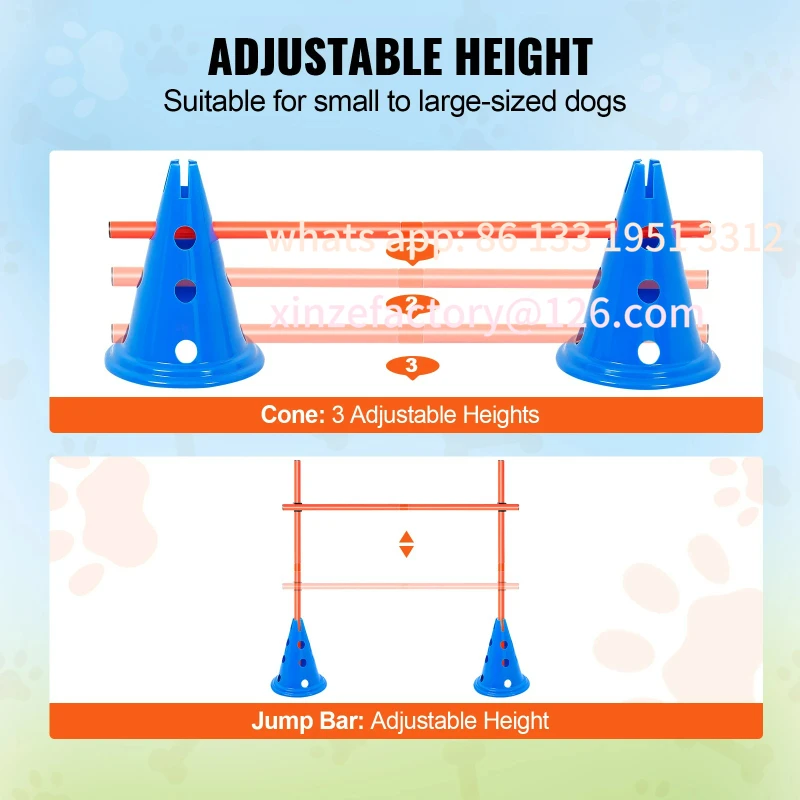 

Customizable Dog Agility Hurdle Cone Set Agility Training Equipment with Height Adjustable Crossbar Dog Obstacle Course