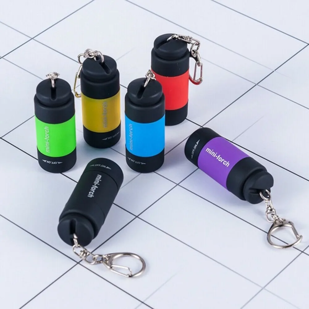 ABS LED Flashlight USB Rechargeable Water Resistant Keychain Light Super Bright Multi Color Mini Flashlight Night Lighting