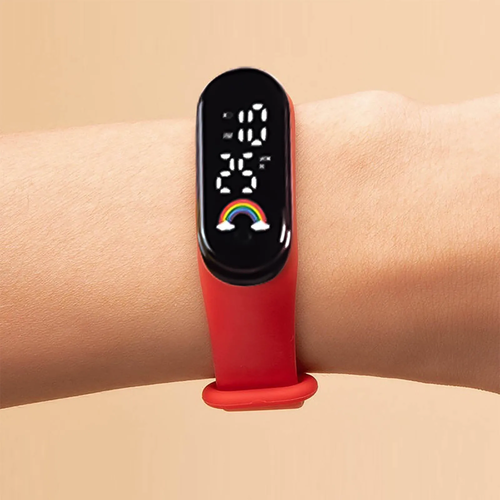 ساعات أطفال على الموضة جديدة لعام 2025 للبنات والأولاد سوار إلكتروني رياضي يعمل باللمس LED ساعة أطفال مقاومة للماء