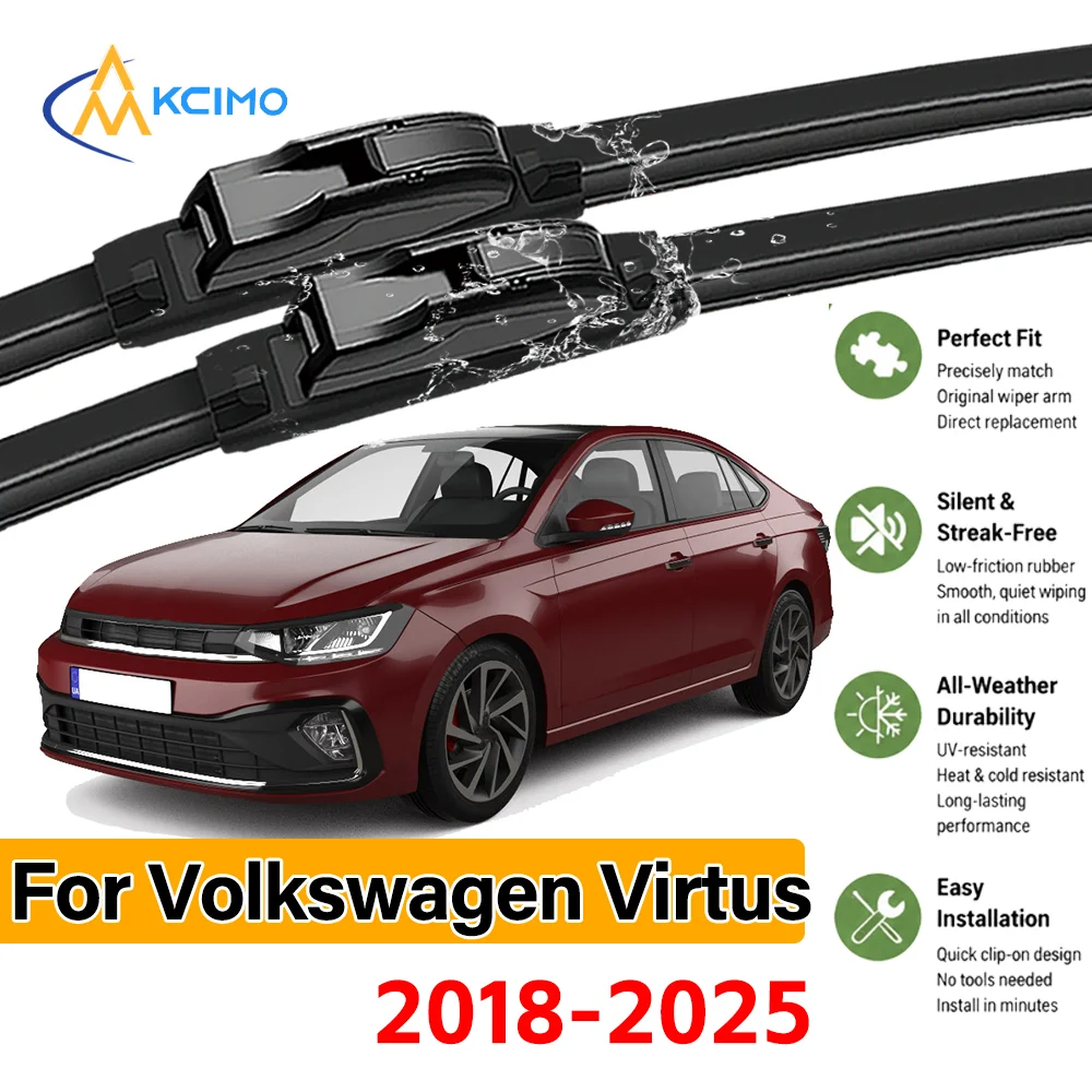 Guarantee Clear Vision 2PCS Wiper Blades for Volkswagen Virtus 2018-2025 All-Season Clarity Easy Install Safe Driving Confidence