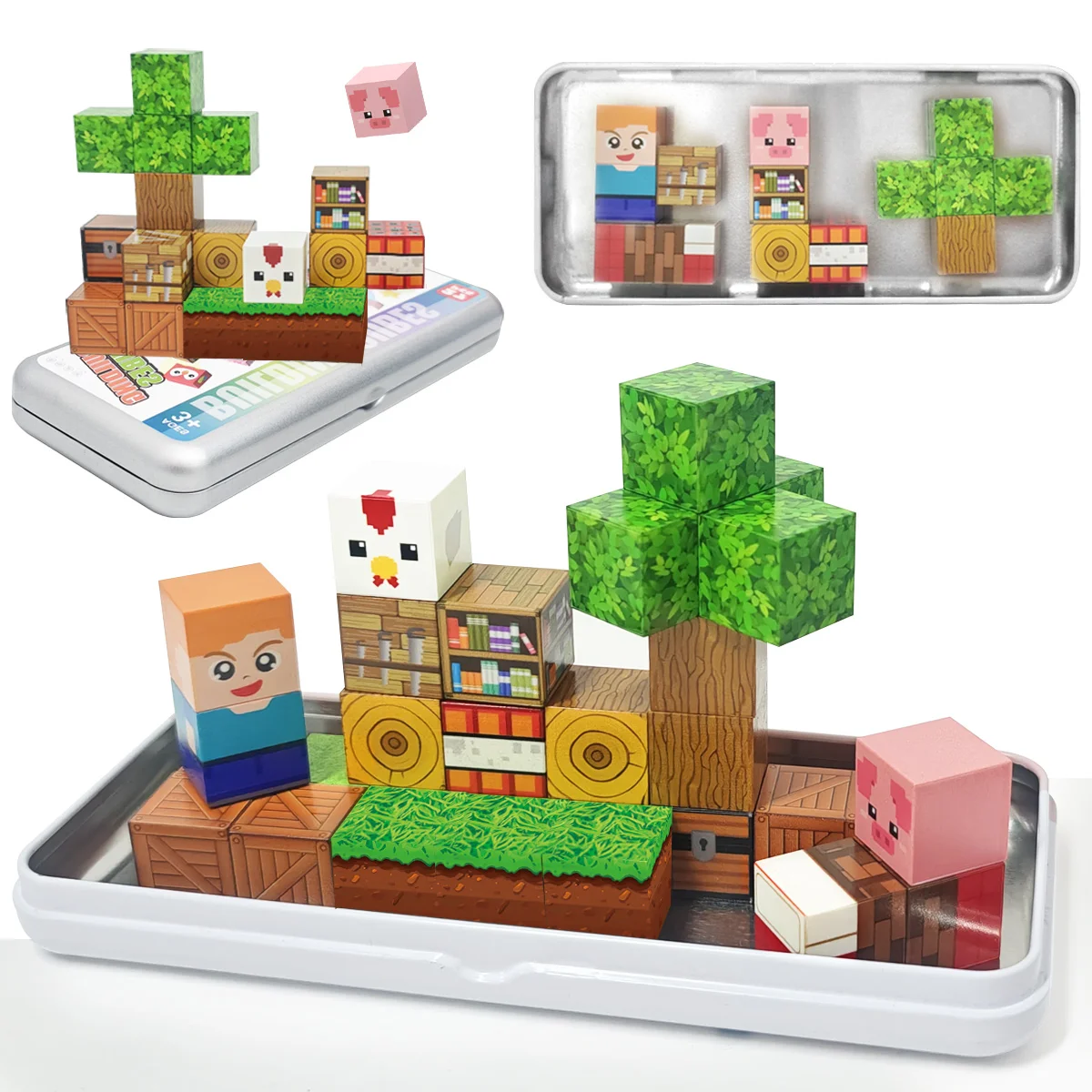 27pcs Iron Box Magnetic Block Set,Magnetic Tiles,Children's Puzzle Building Blocks Toy,Preschool Educational Building blocks Set