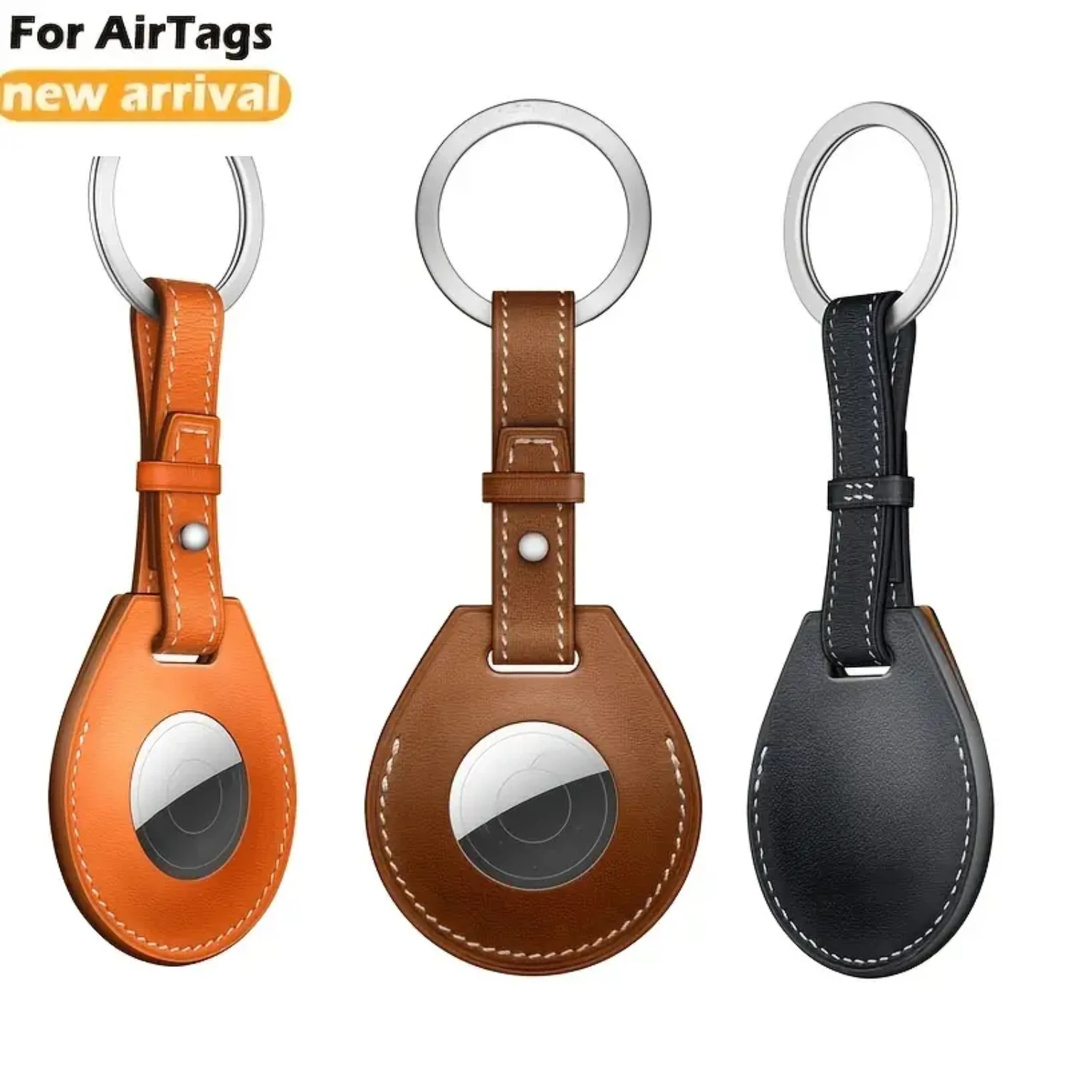 Scratch-Resistant Leather Case For AirTag,Premium Lanyard And Keychain Ring, Compatible With Apple AirTag