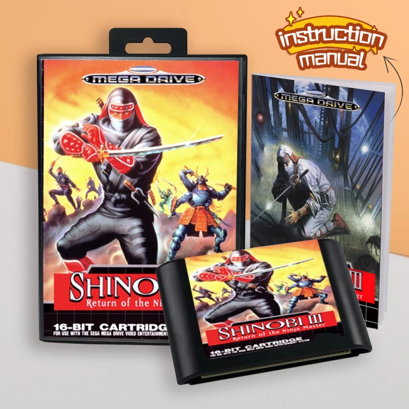 for Shinobi III Return of the Ninja Master EUR cover 16bit MD card with manual retail box (1 set) for Sega Genesis Megadrive