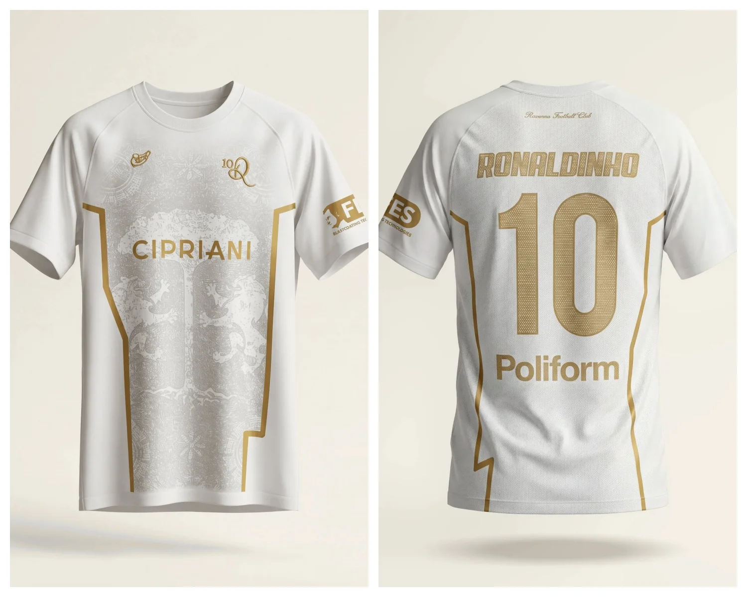 Ronaldinho Nr. 10 Ravenna Fußballtrikot für Herren und Damen, Sommer-Sport-Oversize-T-Shirt, atmungsaktiv, schnell trocknend, Streetwear-Kleidung – Detail 2