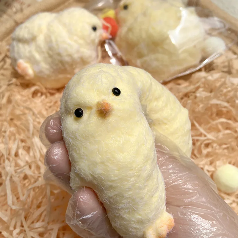 Juguete de peluche Blando hecho a mano para niños, 2-5 piezas, simulación de pollo amarillo, juguetes para apretar, ardilla, descompresión, estrés, regalos