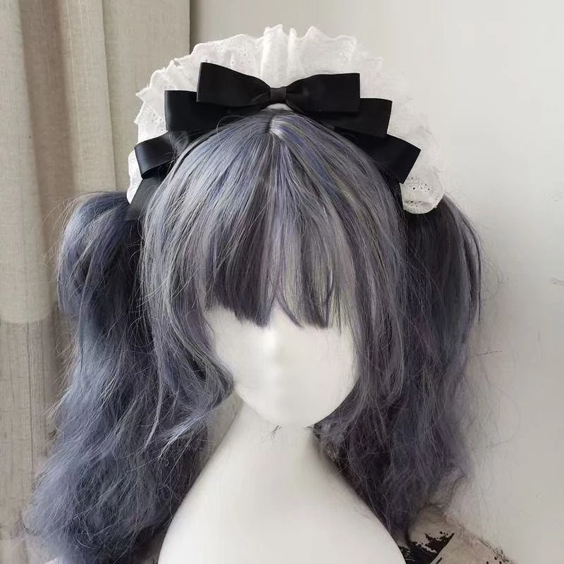 Sweet Lolita Maid Headband Pleated Lace Hair Hoop Women Girl Cosplay Party Costume Hair Accessory view 3