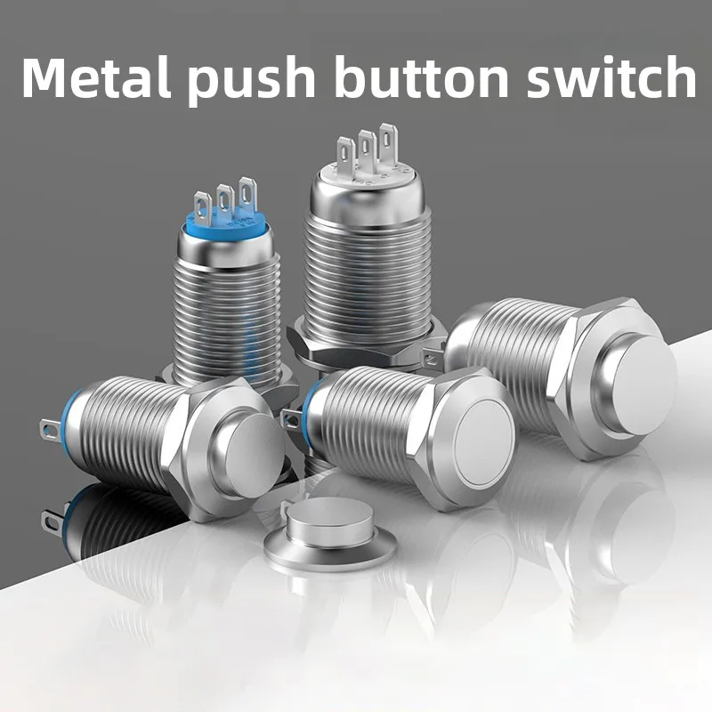 

5pcs 12mm Metal Push Button Switch Self-locking Latching/Momentary Reset Waterproof High/Flat Round 2/3 pins Nickel plated brass