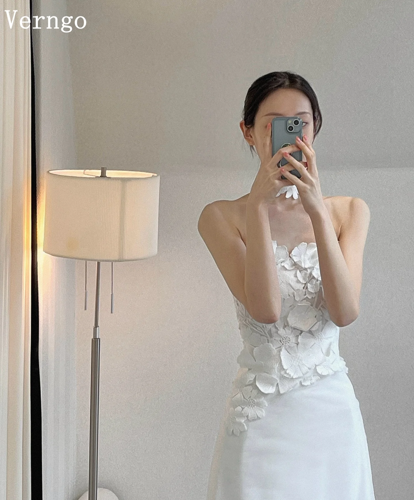 فستان زفاف Verngo lvory مزين بالتول بدون حمالات على شكل حرف A ماكسي كوريا زي العرائس أنيق برباط حتى فساتين العروس حسب الطلب #4