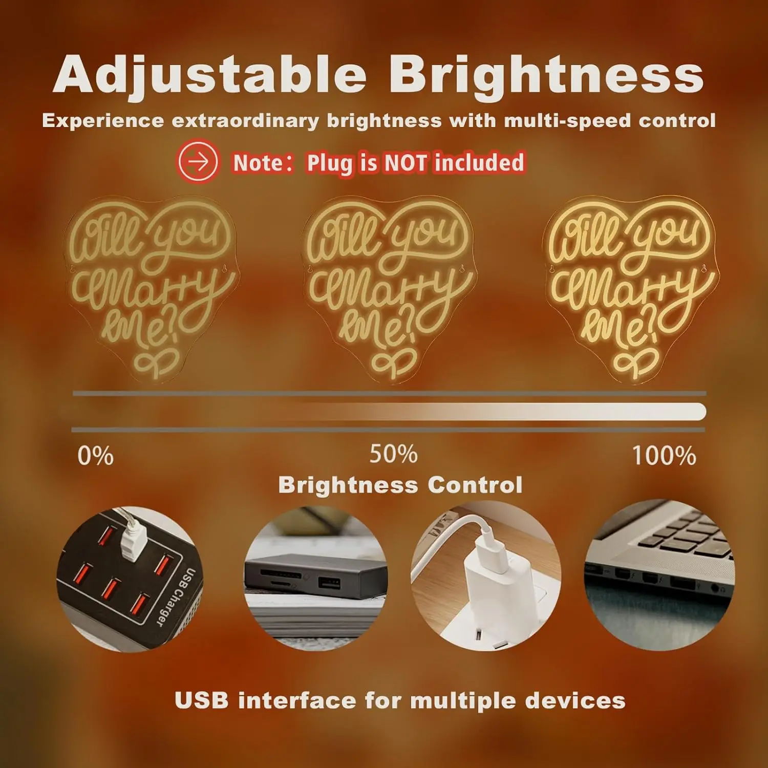 LED Neon Sign for Wall Decor Will You Marry Me Heart Shaped Neon Light USB Powered Dimmable for Wedding Party Gift Engagement Mo