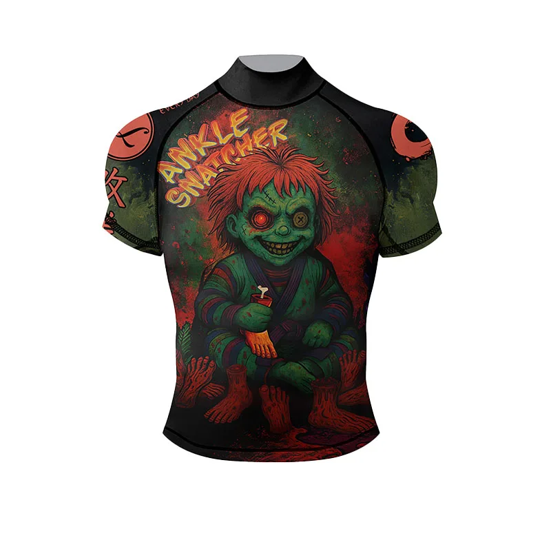 Amazing Cartoon Horrible Figure Brazilian Jiu-Jitsu Sportswear Bjj Rash Guard Grappling Shirt Men Fitness Fightwear Boxing Shirt