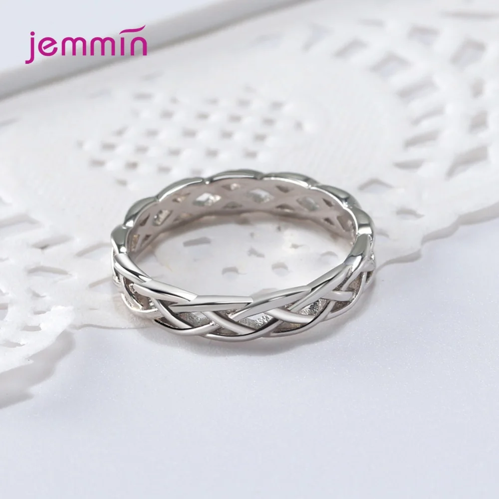 Vintage Authentic 925 Sterling Silver Hollow Rings for Women Wedding Engagement Anniversary Finger Female Jewelry