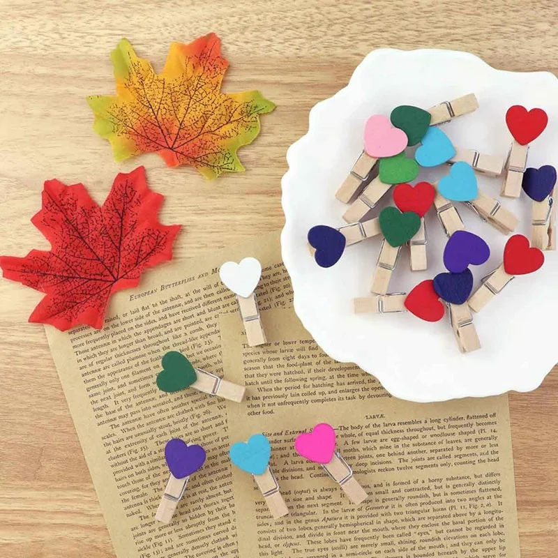 80 pezzi Mini clip per foto a cuore spille colorate per piccoli vestiti per espositore da appendere per immagini artigianali