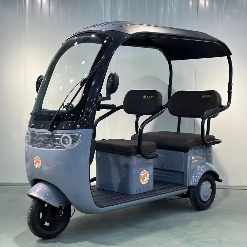 3-Person 60v electric tricycle 3-wheel bicycle, family freight passenger car with open body certification