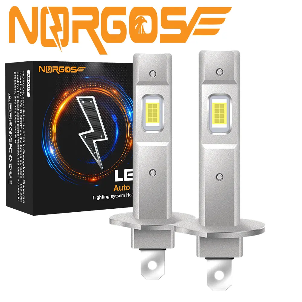 

(NORGOS) 2PCS H1 LED Fog Light Bulb 1:1 Fanless Daytime Running Light LED H1 Headlight Car Driving Lamp Super Bright DRL