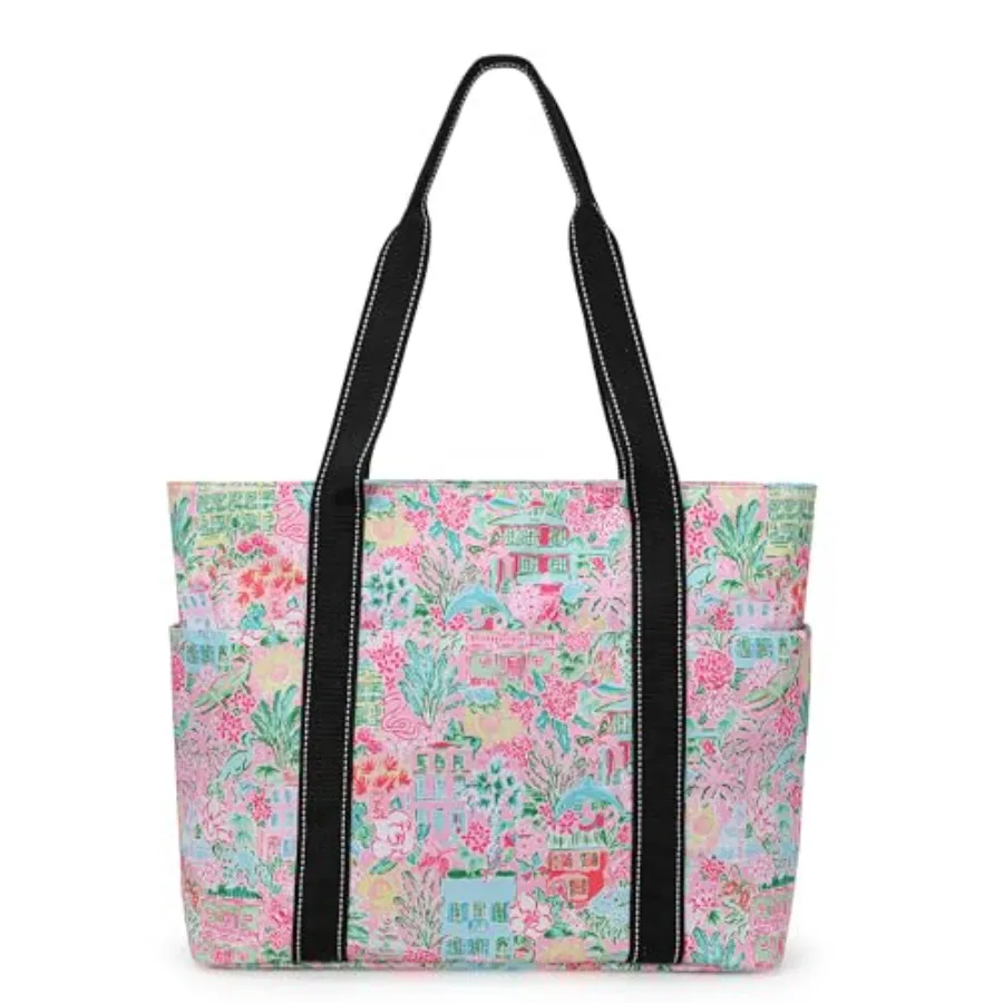 Tote Bag for Women with Laptop Compartment and Cup HolderNylon Bag for Work Travel Gym Beach Teacher Nurse School Mom