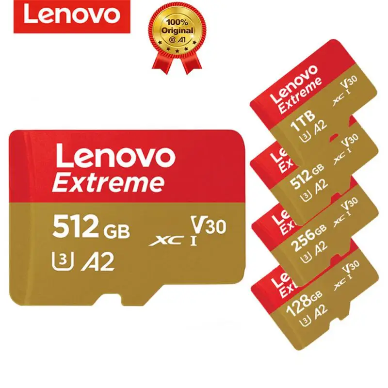 Lenovo SD Memory Card 256GB Micro TF/SD Card 1TB 2TB Class 10 High Speed A2 Flash TF Card 32GB 64GB Flash Card for 4K Camera