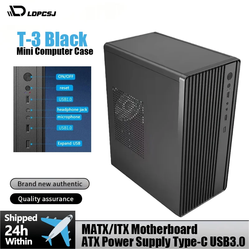 LDPCSJ Portable Mini PC Computer Case Support ATX Power Supply Fit M‑ATX & ITX Motherboard Compact Desktop Chassis With Fast Heat Dissipation For Home Use Gaming Entertainment DIY PC Building Desktop Computer Shell Housing