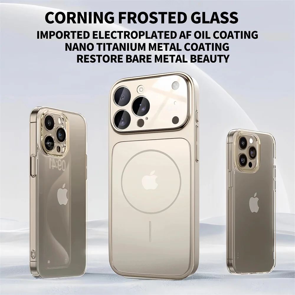 

Изменение за секунды для iPhone 17, Pro 16, 15, 14, 13 Pro Max, стеклянный чехол премиум-класса с большим окном, матовый магнитный защитный комплект