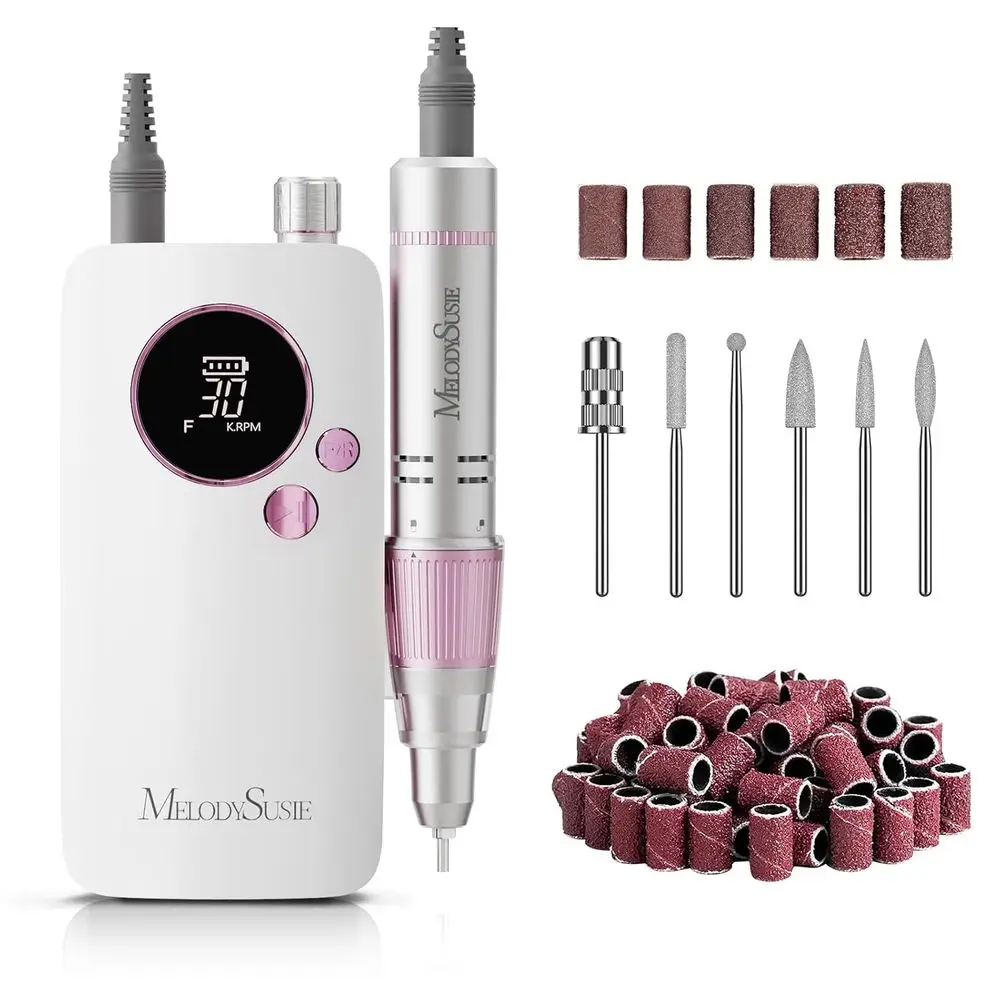

Beginner's Clip-On Rechargeable Nail Drill, 30000RPM Electric File with Pastel & Colorful Designs for Manicure Shaping, Gel Remo