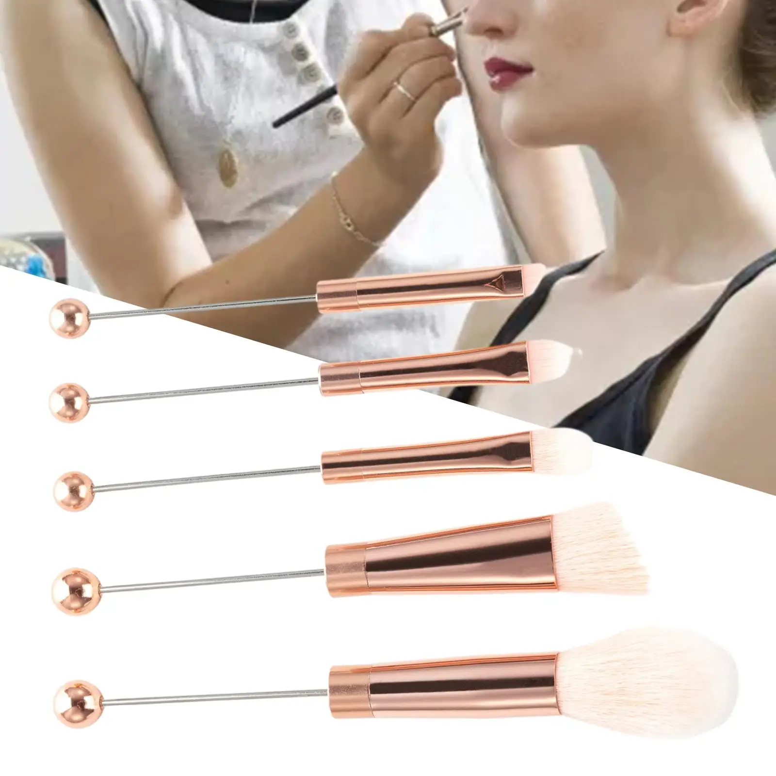 5Pcs Makeup Brushes Set Blending Face Powder DIY with Soft Synthetic Fiber Professional for Sisters Girlfriend Gift