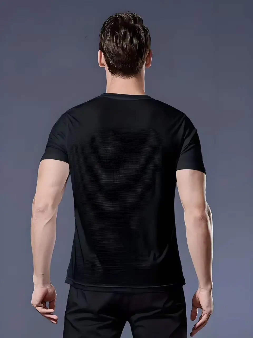 Extra-large, quick-drying round-neck short-sleeved 100% polyester breathable, sweat-wicking, quick-drying fitness sports blank T