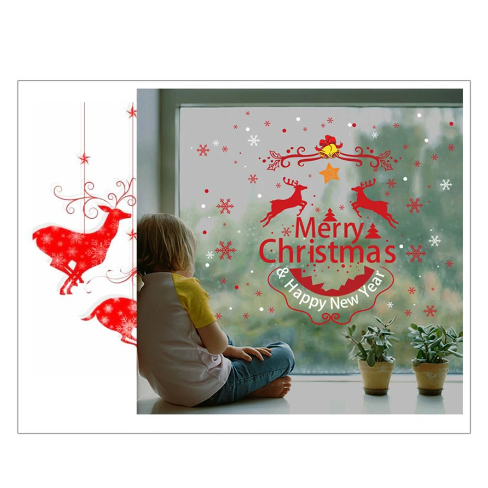 

Christmas Elk Wall Stickers Pvc Removable Reusable Easy Apply Decor Bedroom Nursery Glass Living Room Sticker