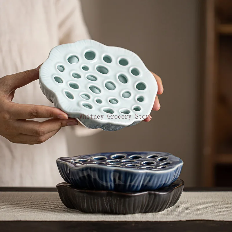 Lotus Pot Holder Ceramic Tea Tray Tea Making Platform Teas Pot Base Teapot Mat Teapot Holder Kung Fu Teas Set Accessories