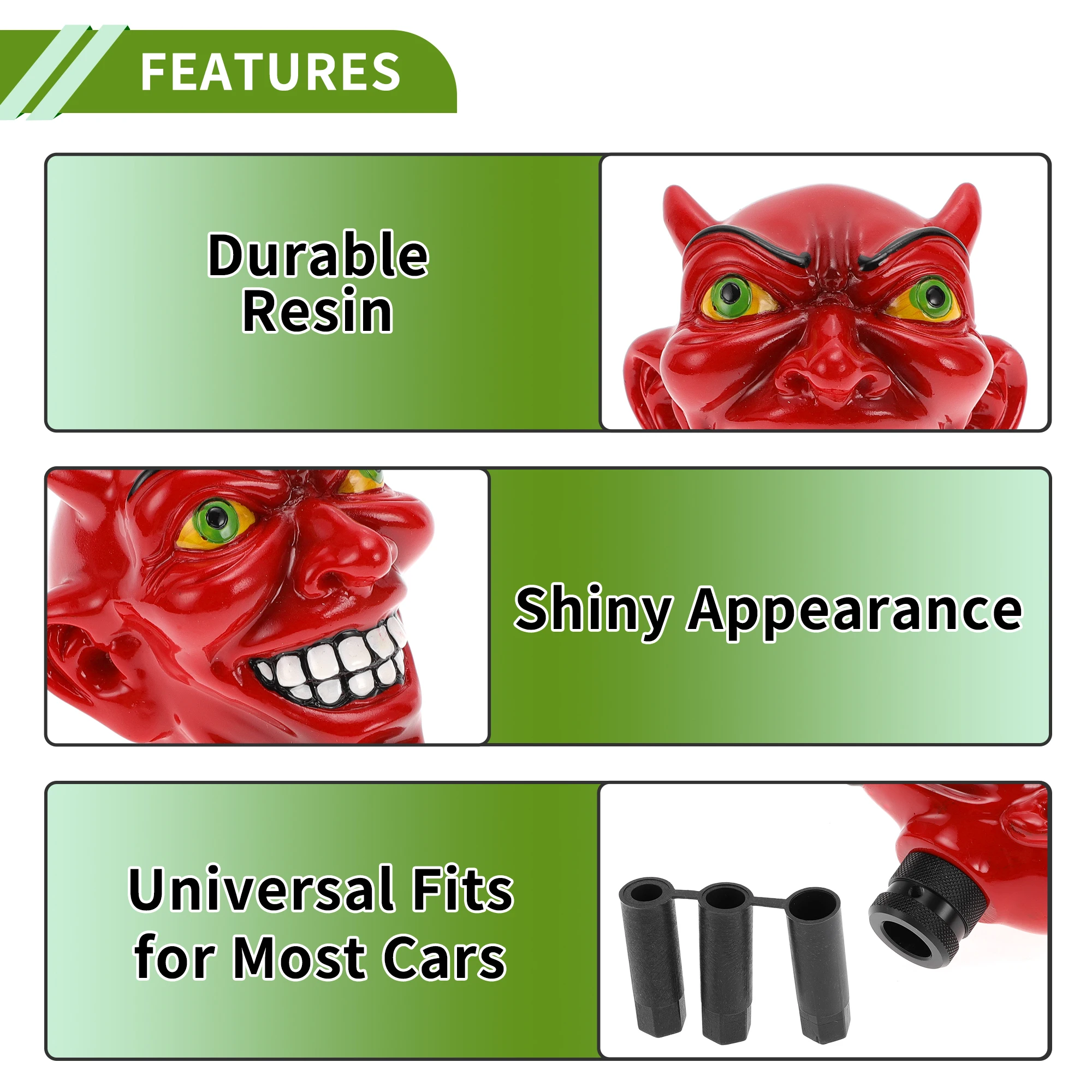 Uxcell 8.7cm Devil Red Skull Shift Knob Universal Gear Shifter Knob Resin Stick Shifter Lever Knob for Vehicle Parts - view 6