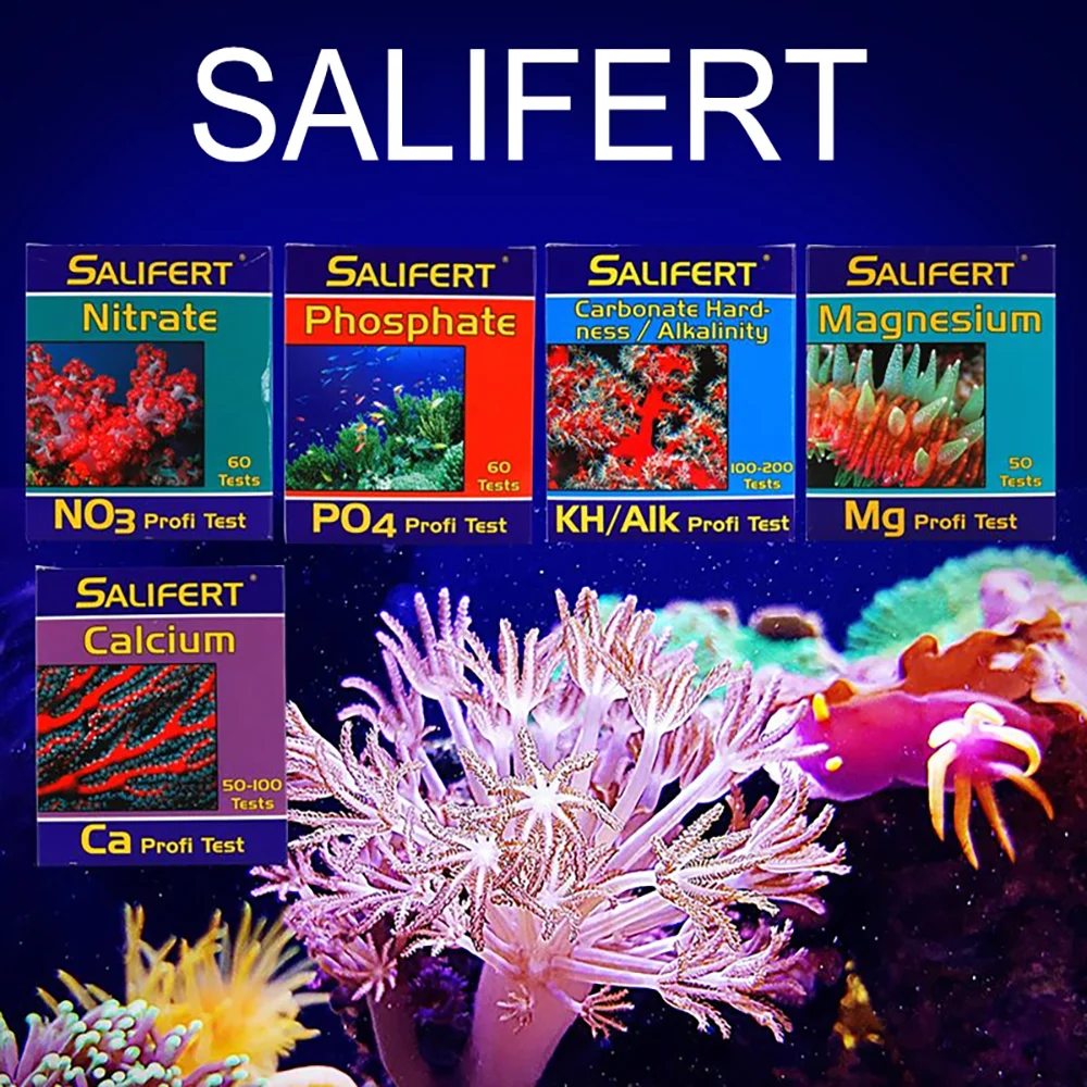 Salifert Test kit Ca calcium  KH Mg  Nitrite NO3 Nitrate PH PO4 Sr Potassium water test reef tank