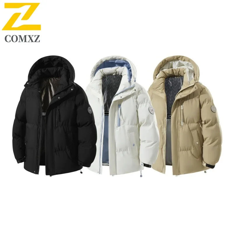 

COMXZ Men Padded Jacket Casual Hooded Outdoor Mountaineering Windproof Warm Parka Comfort Travel Lightweight Winter Padded Coat