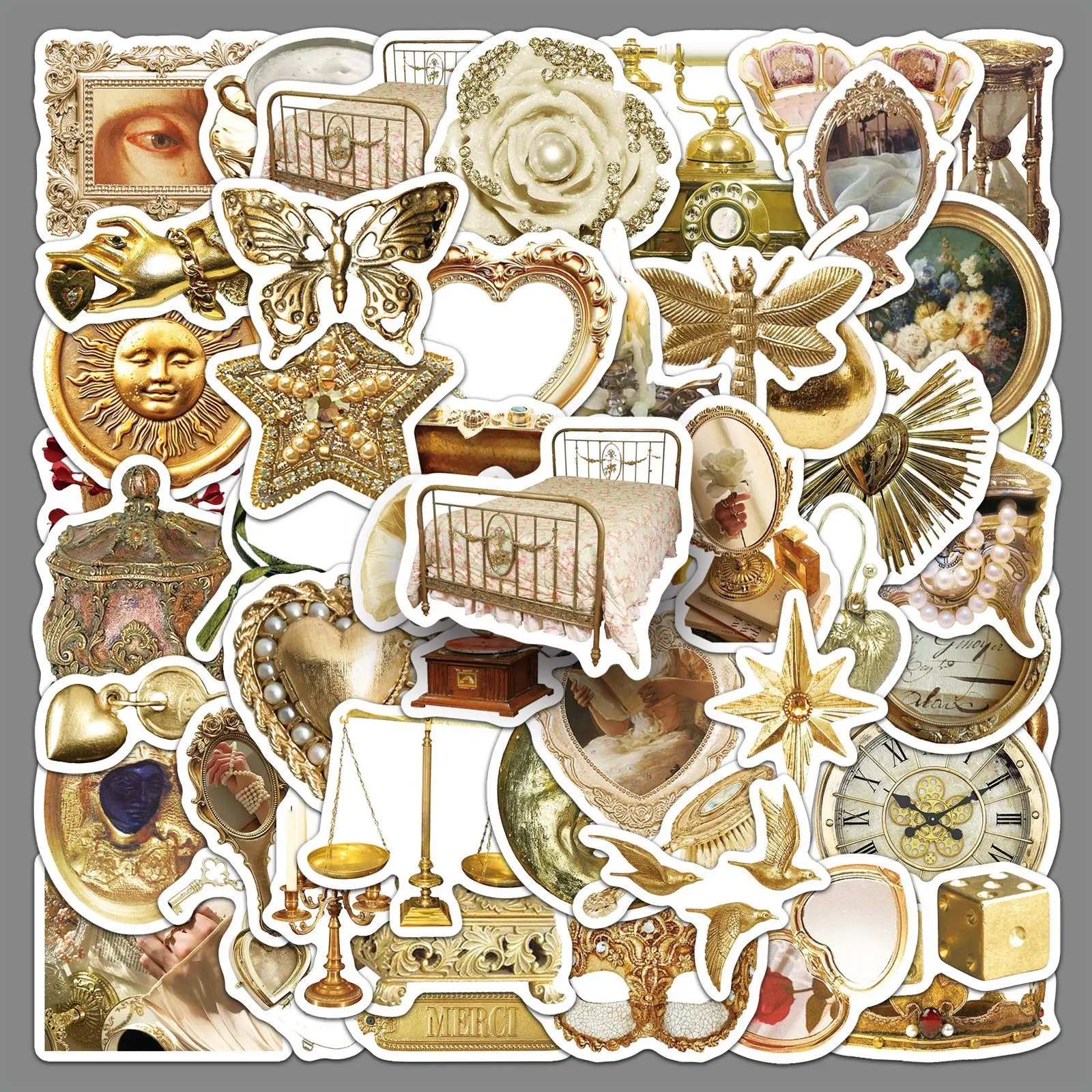 50 vintage gold palace Instagram style stickers, paper gorgeous and exquisite cartoon decoration account stickers