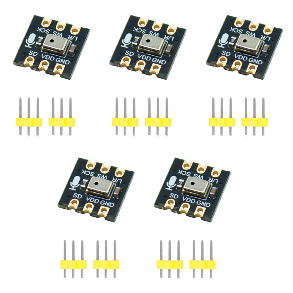 5 Pack For INMP441 Omnidirectional Microphone Module 24 Bit I2S Interface High SNR Low Power Digital Sound Sensor Board