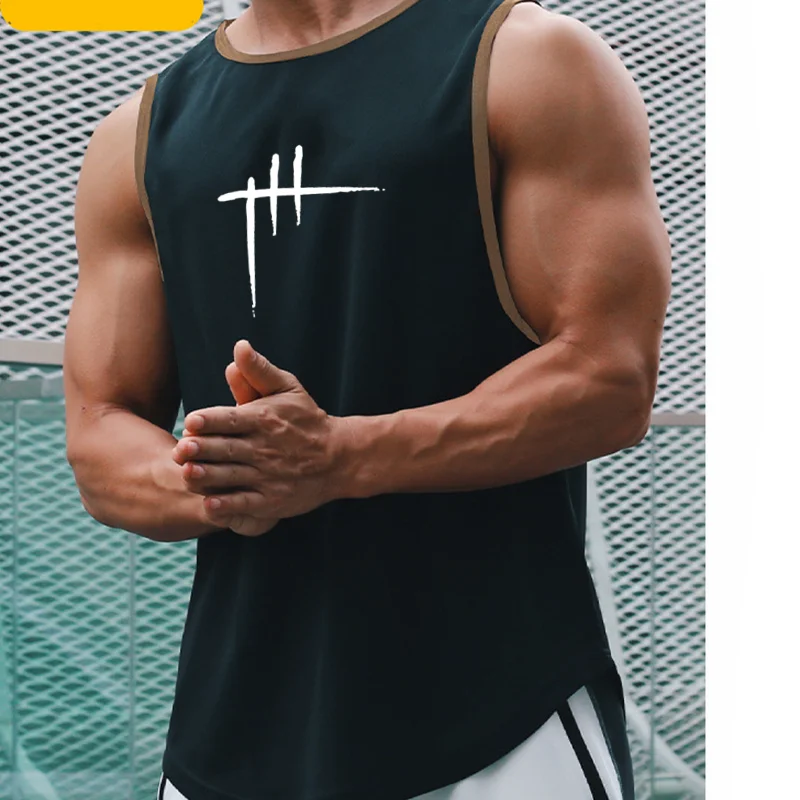 

Summer New Men's Vest Gym Sports Fitness Quick-Drying Stretch Breathable Training Clothes Outdoor Casual Fashion Sleeveless Vest