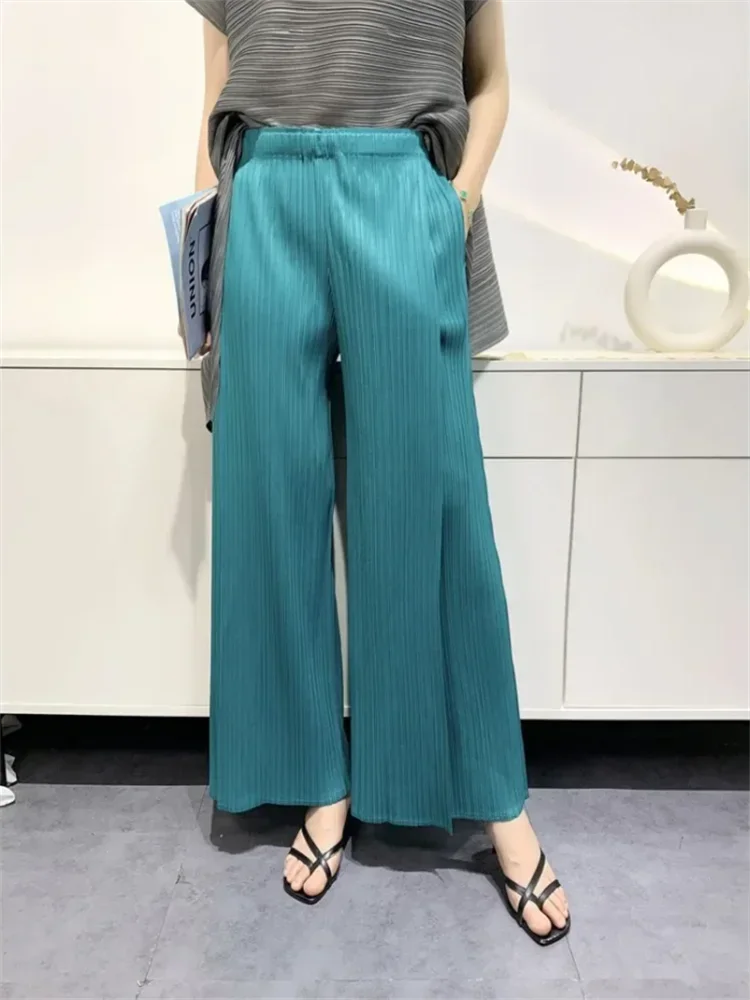 Miyake Pleated Pants Comfortable Casual Women's 2023 New Loose Straight Pants Wide Leg High Waist Thin Pleated Pants Large Size