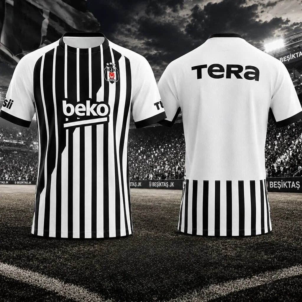 2026-2027 Besiktas Fußballtrikot Herren Sommer 3D-Druck Sport Vintage T-Shirt Atmungsaktive Schnelltrocknende Kleidung Familien- und Kinder-T-Shirts – Detail 1