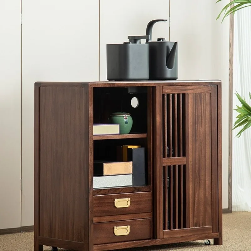 Solid wood coffee table living room tea table tea cabinet household kettle integrated sofa side cabinet