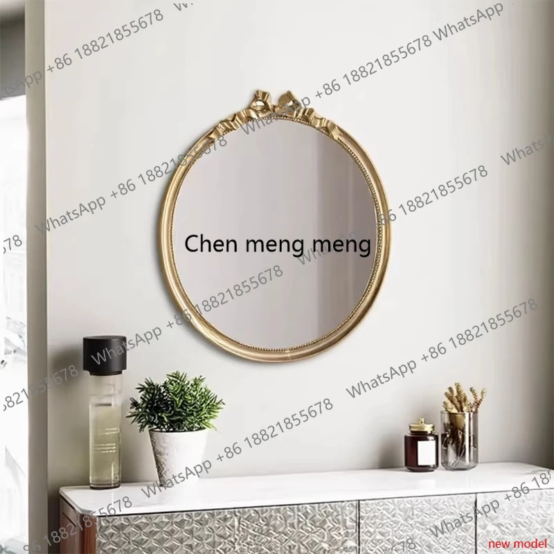 

Vintage, round, bathroom, wall hanging, decoration, bathroom, bath mirror, golden light luxury AB