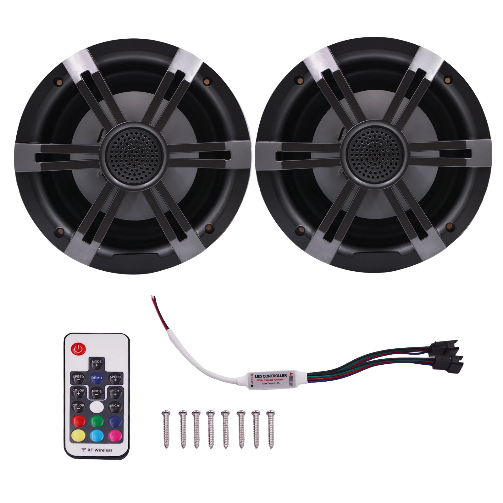 Guzare Marine Rgb Speakers Boot: Ip66 Waterdicht, Geweldig Geluid, 150Watt Vermogen/Per, Zwart, 2 Stuks.