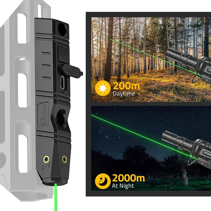 

Tactical Green Dot Laser Sight M Rail Ultra Low-Profile Tactical Laser For Rifle Strobe Modes Sight Rechargeable