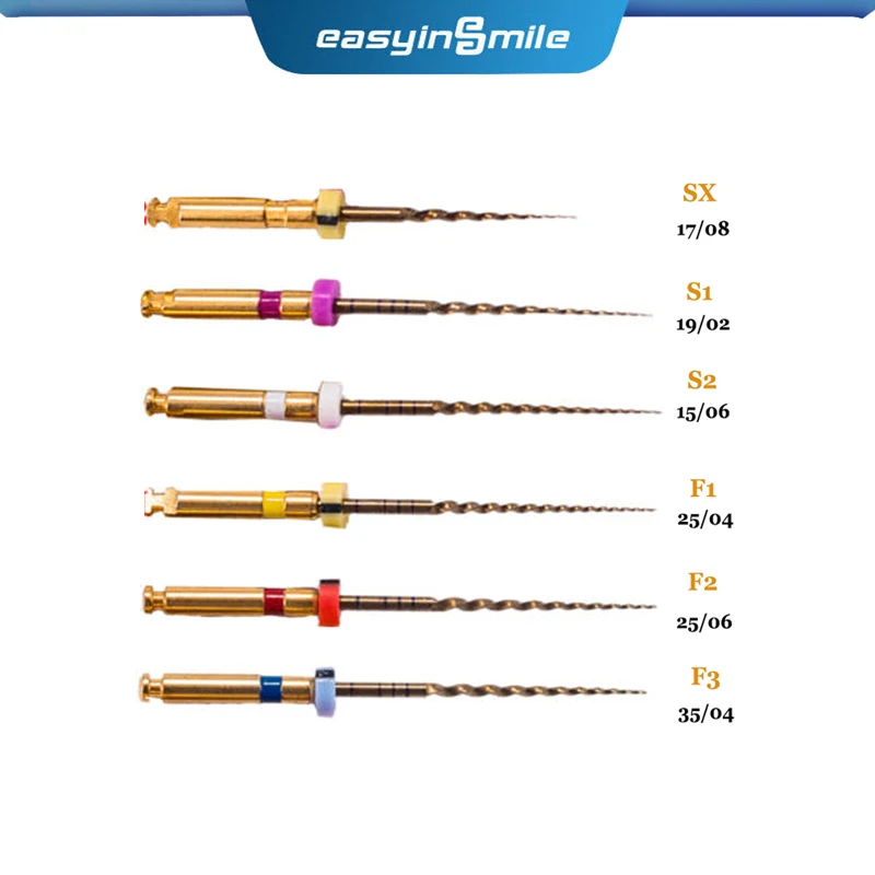 

6 шт./упаковка Easyinsmile Dental Endo, Ротационные напильники Gold X-Pro NITI большой конусный SX S1 F1 F2 F3 21 мм 25 мм 31 мм