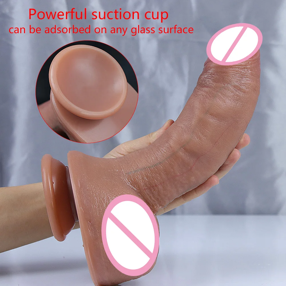 Skin-feeling Dildo Realistic and Soft Sex Toy Silicone Penis with Suction Cup Suitable for Anal Plug G-point Vaginal Stimulator