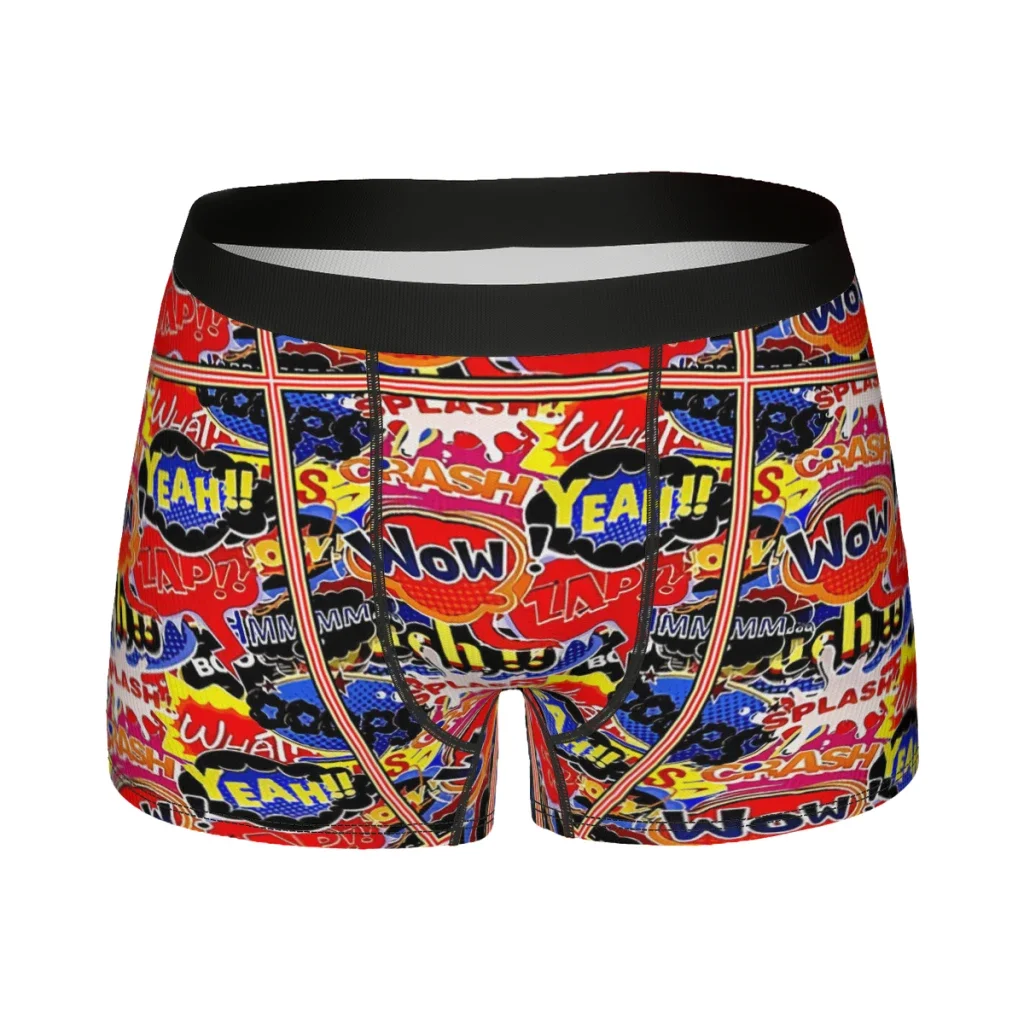 Cuecas Boxer Coloridas para Homens, Pop Art, Abstrato, Impressão Surreal, Cuecas Respiráveis, Roupa Interior Masculina, Calções Ventilar, Cuecas Boxer