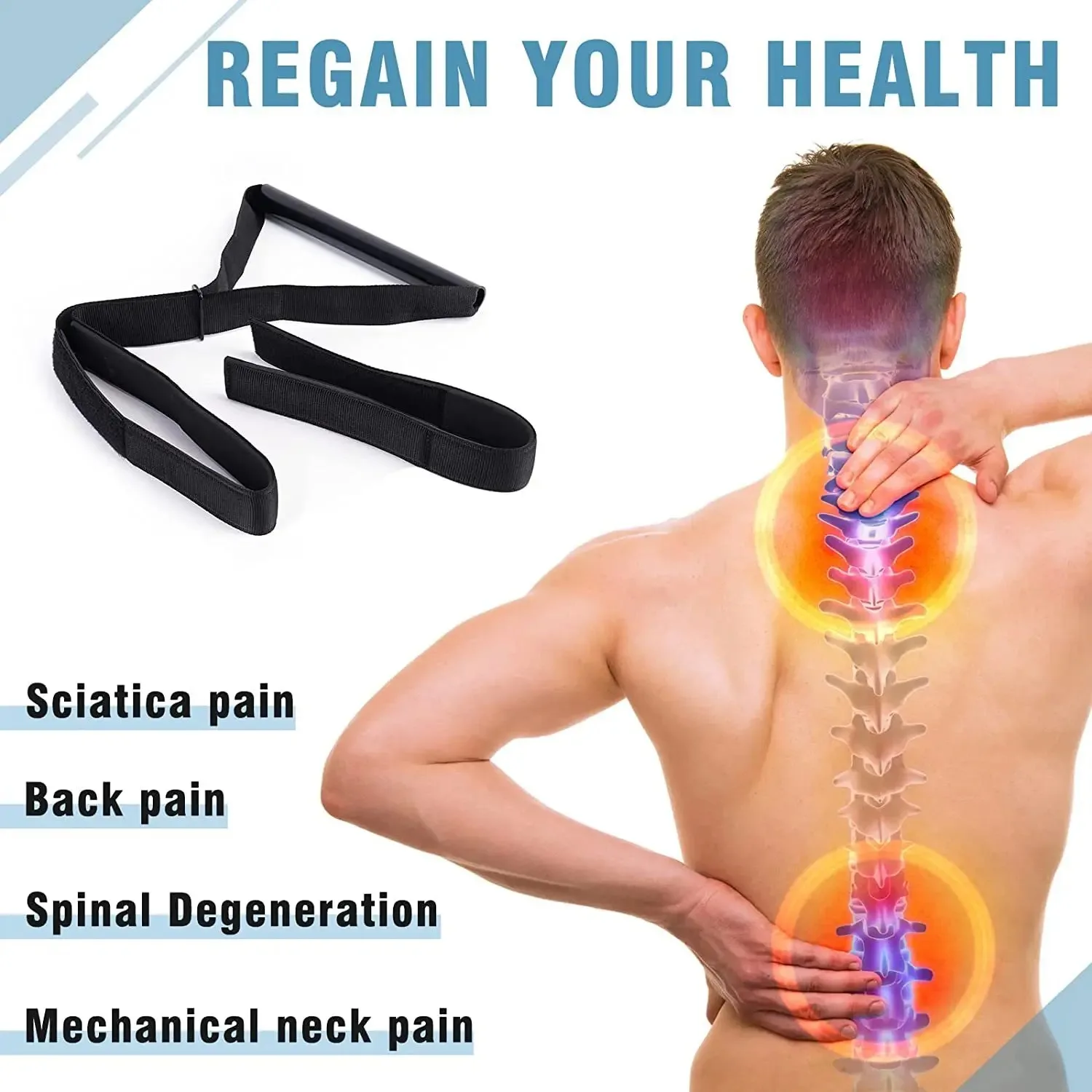 Correia de maca de pescoço, descompressão quiropráctica, alça confortável, dispositivo de tração cervical com alça de queixo