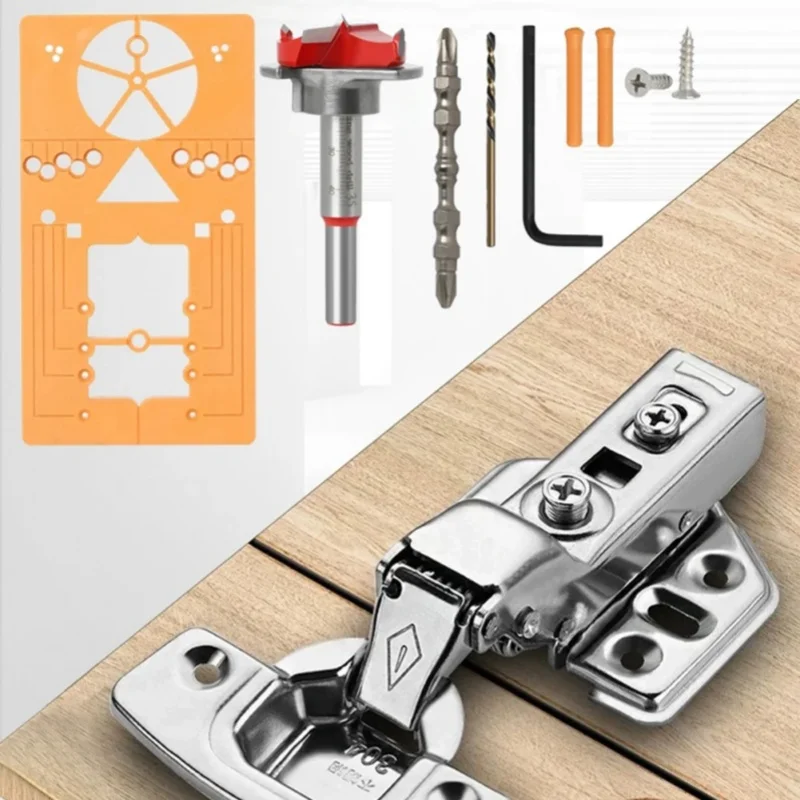 

35mm Drill Bits Hinge Open Hole Positioner Set woodworking hole drilling guide locator Sets Formwork Saw Cutter